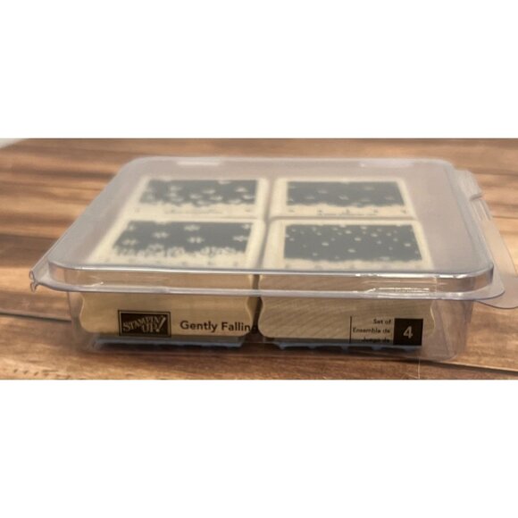 2006 STAMPIN' UP! GENTLY FALLING Wood Rubber Stamp set of 4 SNOW HEART LEAF - Picture 3 of 3